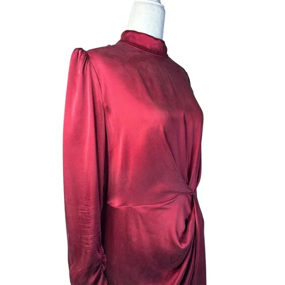 Zimmermann Draped Mini Dress in Garnet 2/Medium New Womens Long Sleeve Silk - Picture 6 of 16